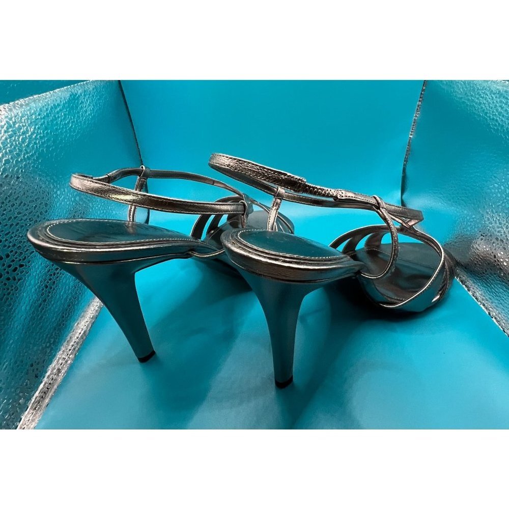 Ralph Lauren Achelle Silver Metallic sandle Heels 9B NIB Womens dress shoe - Picture 2 of 4